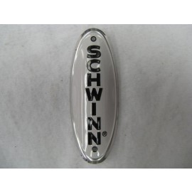 Schwinn Bicycle Head Badge white w/ black letters