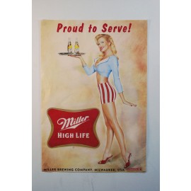 Retro Miller High Life "Proud to Serve" Waitress Poster 2005